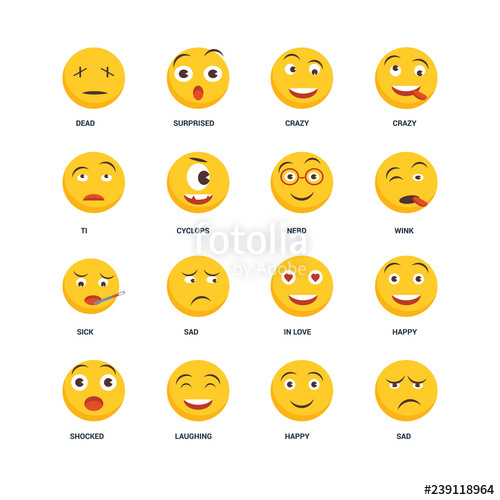 500x500 Set Of Icons Such As Sad, Happy, Laughing, Shocked, Dead, Ti