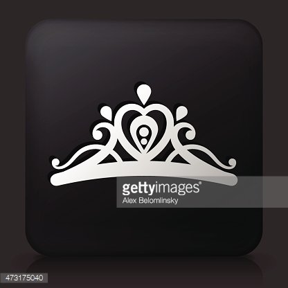 416x416 Black Square Button With Tiara Icon Premium Clipart
