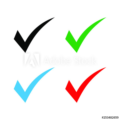 500x500 Set Of Colored Check Mark Icon Tick Symbol, Tick Icon Vector