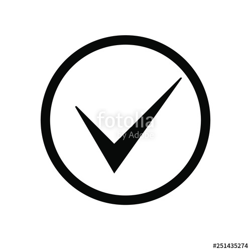 500x500 Tick Icon Vector Symbol, Checkmark Isolated On White Background