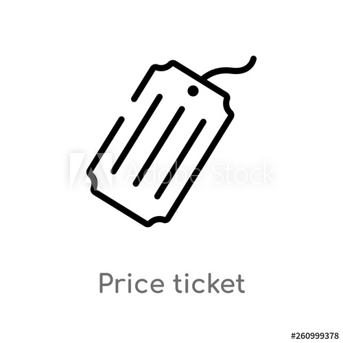 500x500 Outline Price Ticket Vector Icon Isolated Black Simple Line