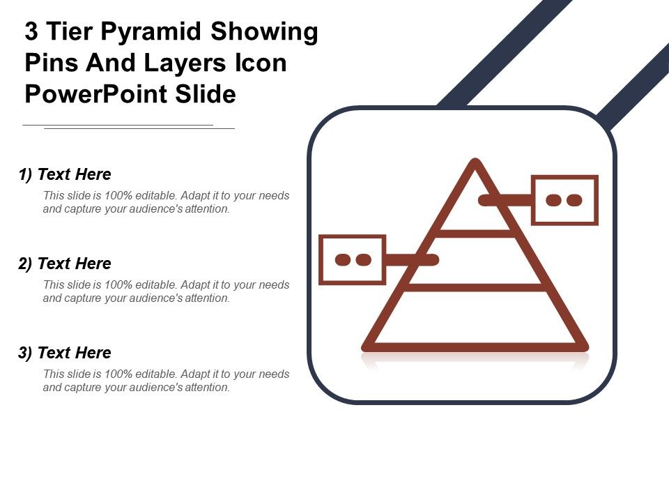 960x720 Tier Pyramid Showing Pins And Layers Icon Powerpoint Slide