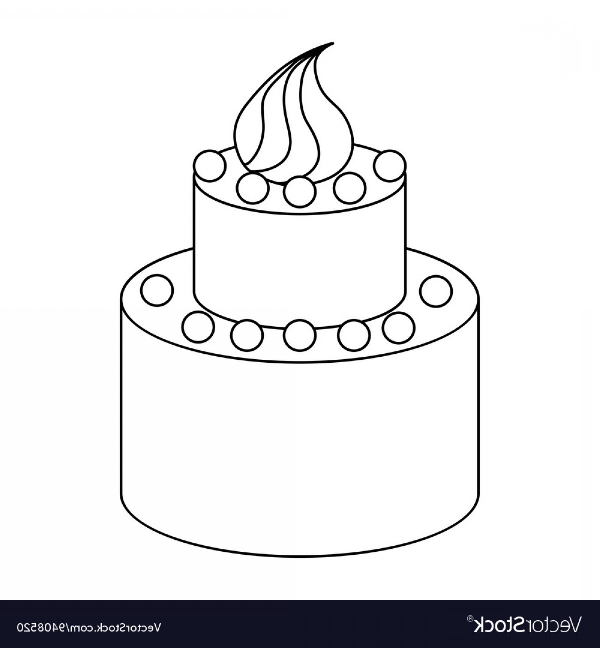 1200x1296 Two Tier Birthday Cake Icon Outline Style Vector Cqrecords