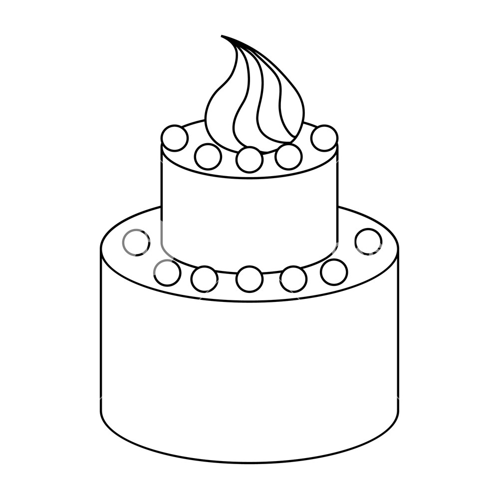 1000x1000 Two Tier Birthday Cake Icon In Outline Style On A White Background
