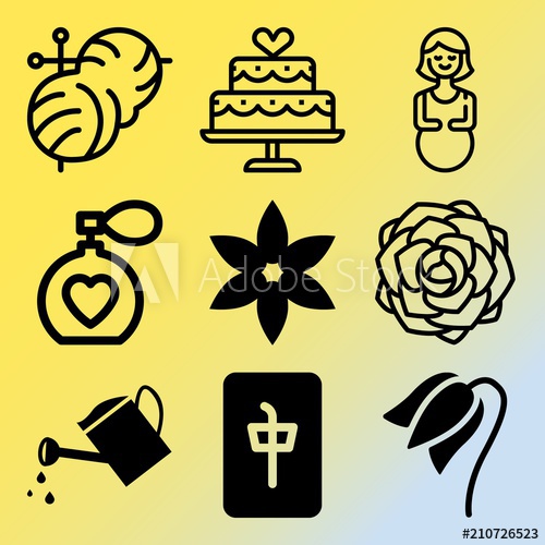 500x500 Vector Icon Set About Flowers With Icons Related To Tier, Young
