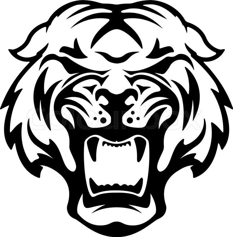 784x800 Monochrome Angry Tiger Icon Isolated Stock Vector Colourbox