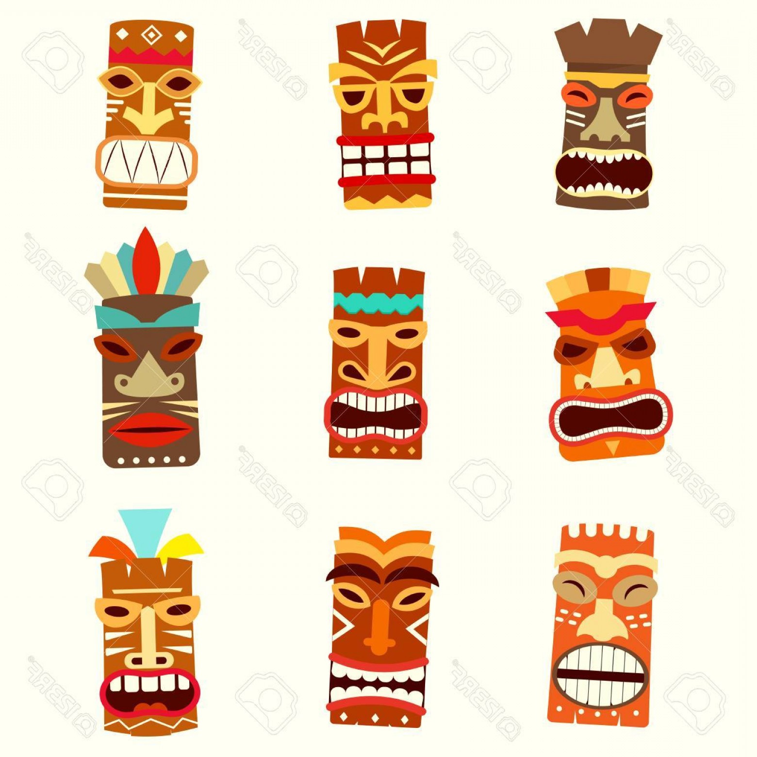 1560x1560 Photostock Vector Tiki Mask Icon Set Soidergi