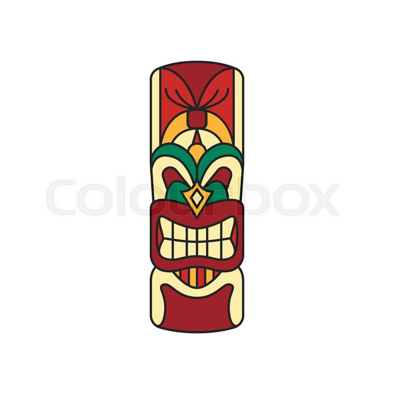 800x800 Tiki Tribal Wooden Mask Hawaiian Stock Vector Colourbox