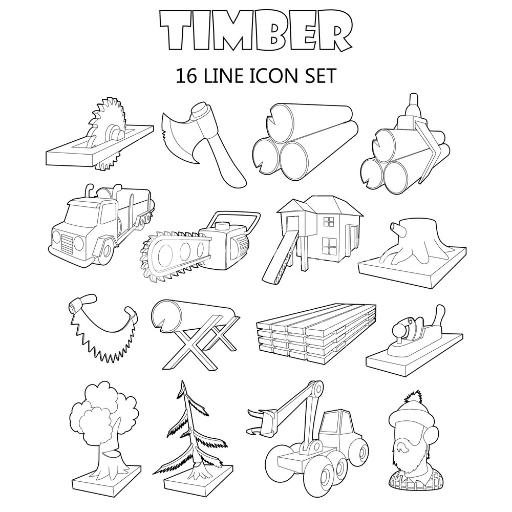 1000x1000 Outline Timber Icons Set Universal Timber Icons To Use For Web