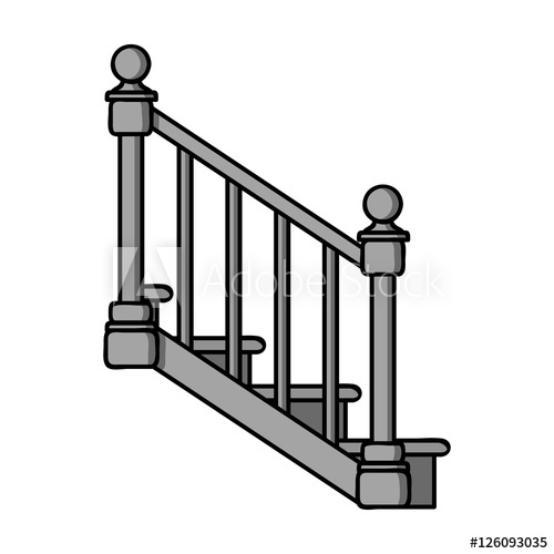 500x500 Stairs Icon In Monochrome Style Isolated On White Background