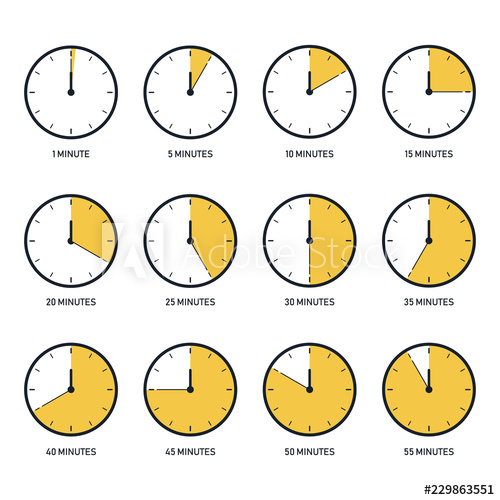 500x500 Time Clock Icon Set Flat Design