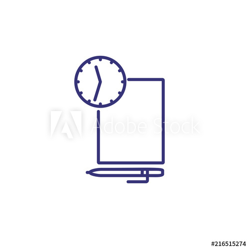 500x500 Time Limit Line Icon Clock, Blank Paper, Pen Time Management