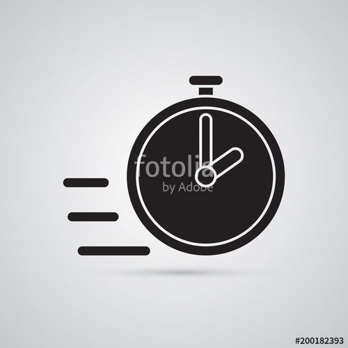 500x500 Carved Silhouette Flat Icon, Simple Vector Design Stopwatch