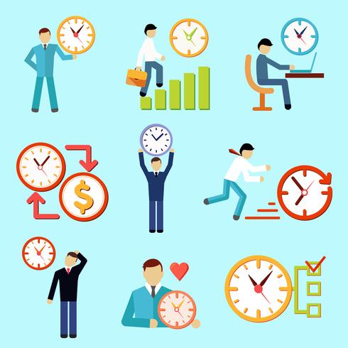 490x490 Time Management Flat Icons