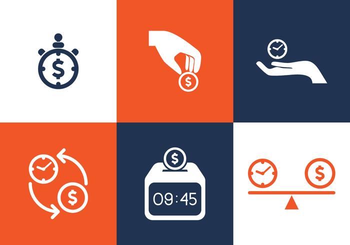 700x490 Vector Time Is Money Icon Set