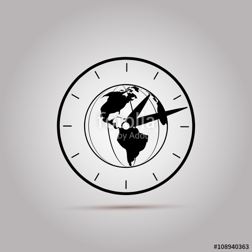 500x500 World Time Icon Vector Time Zone Icon Time Zone Clocks World