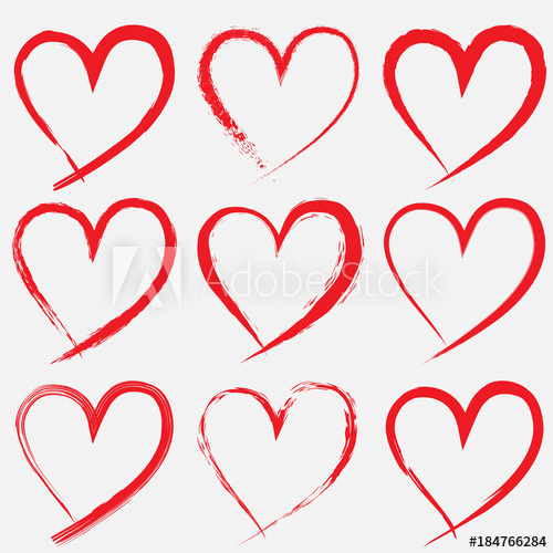 500x500 Set Of Valentine Heart Isolated Hand Drawn Vector Icon Sketch