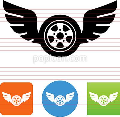 400x391 Car Wheel And Tire With Wings Icon