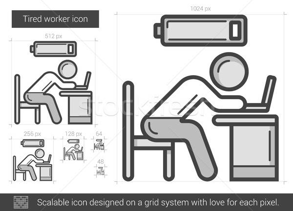 600x432 Tired Worker Line Icon Vector Illustration Andrei Krauchuk