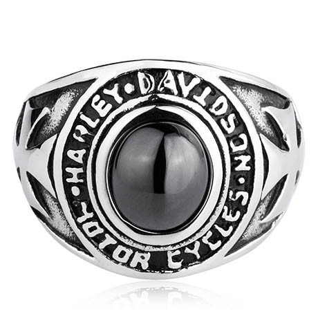 460x460 Titanium Iron Cross Side Harley Motorcycle Icon Gemstone Ring