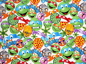 300x225 Fat Quarter Nickelodean Teenage Mutant Ninja Turtle Tmnt Icon Toss