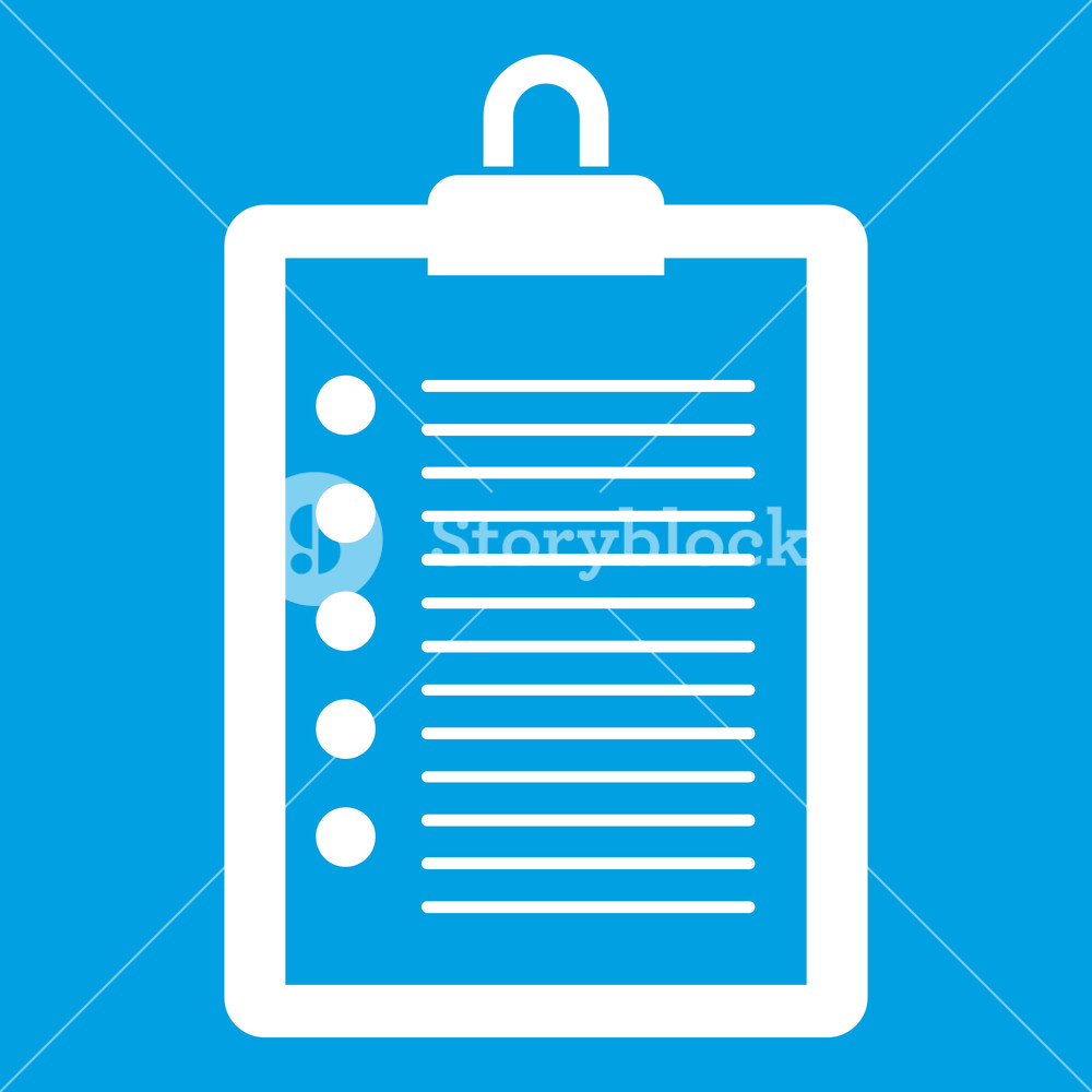 1000x1000 To Do List Icon White Isolated On Blue Background Vector