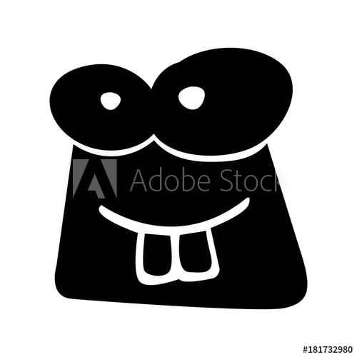 500x500 Black Icon Funny Toad Face Cartoon Vector Graphic Design