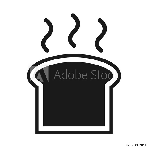 500x500 Simple, Flat, Hot Slice Of Toast Icon Black Silhouette Design
