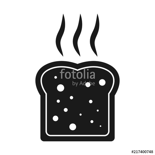 500x500 Simple, Flat, Hot Slice Of Toast Icon Black Silhouette Isolated