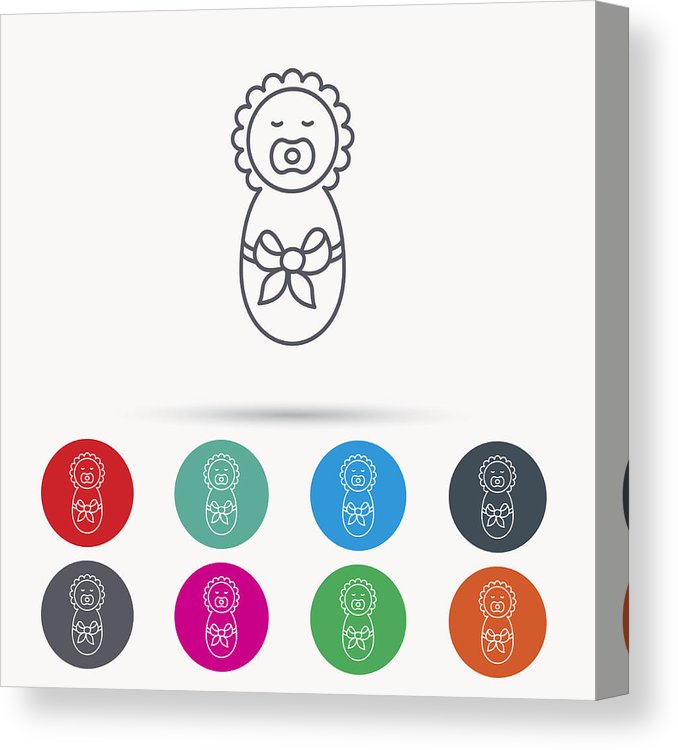 Newborn Baby Icon Toddler With Bow Sign Canvas Print Canvas 678x750 Newborn Baby Icon Toddler With Bow Sign Canvas Print Canvas