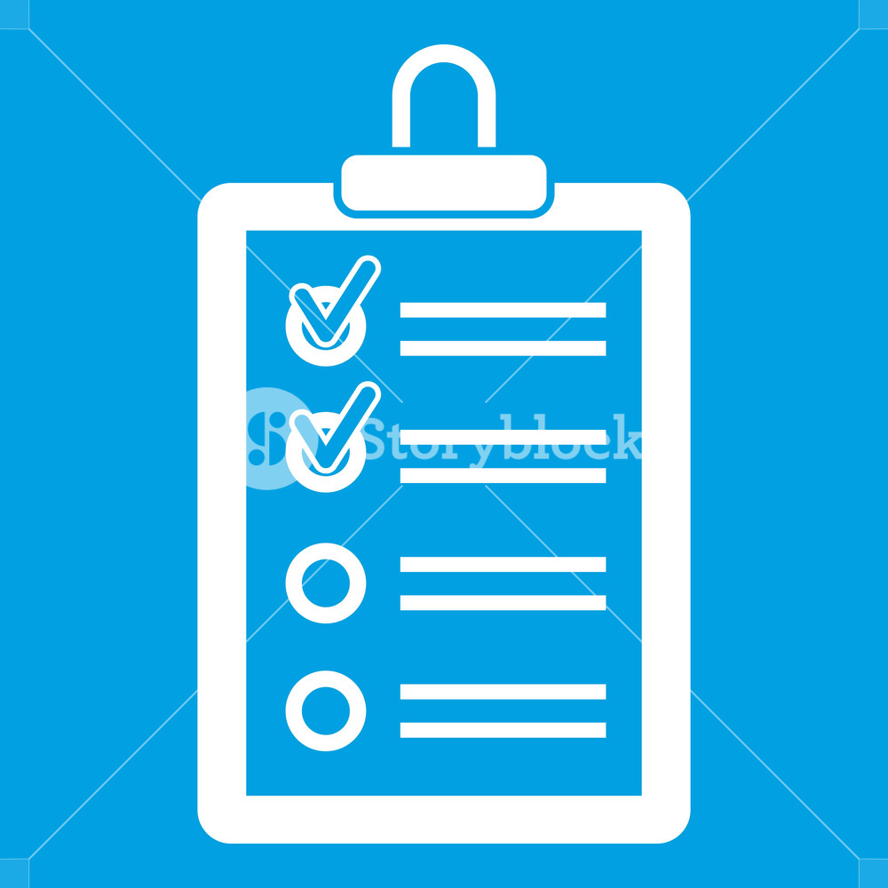 1000x1000 Clipboard With To Do List Icon White Isolated On Blue Background