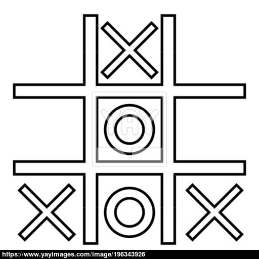 512x512 Tic Tac Toe Game Icon Black Color Illustration Flat Style Simple