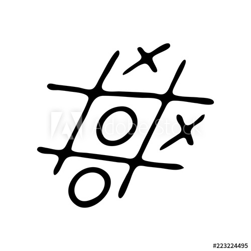 500x500 Hand Drawn Tic Tac Toe Doodle Sketch Back To School, Icon