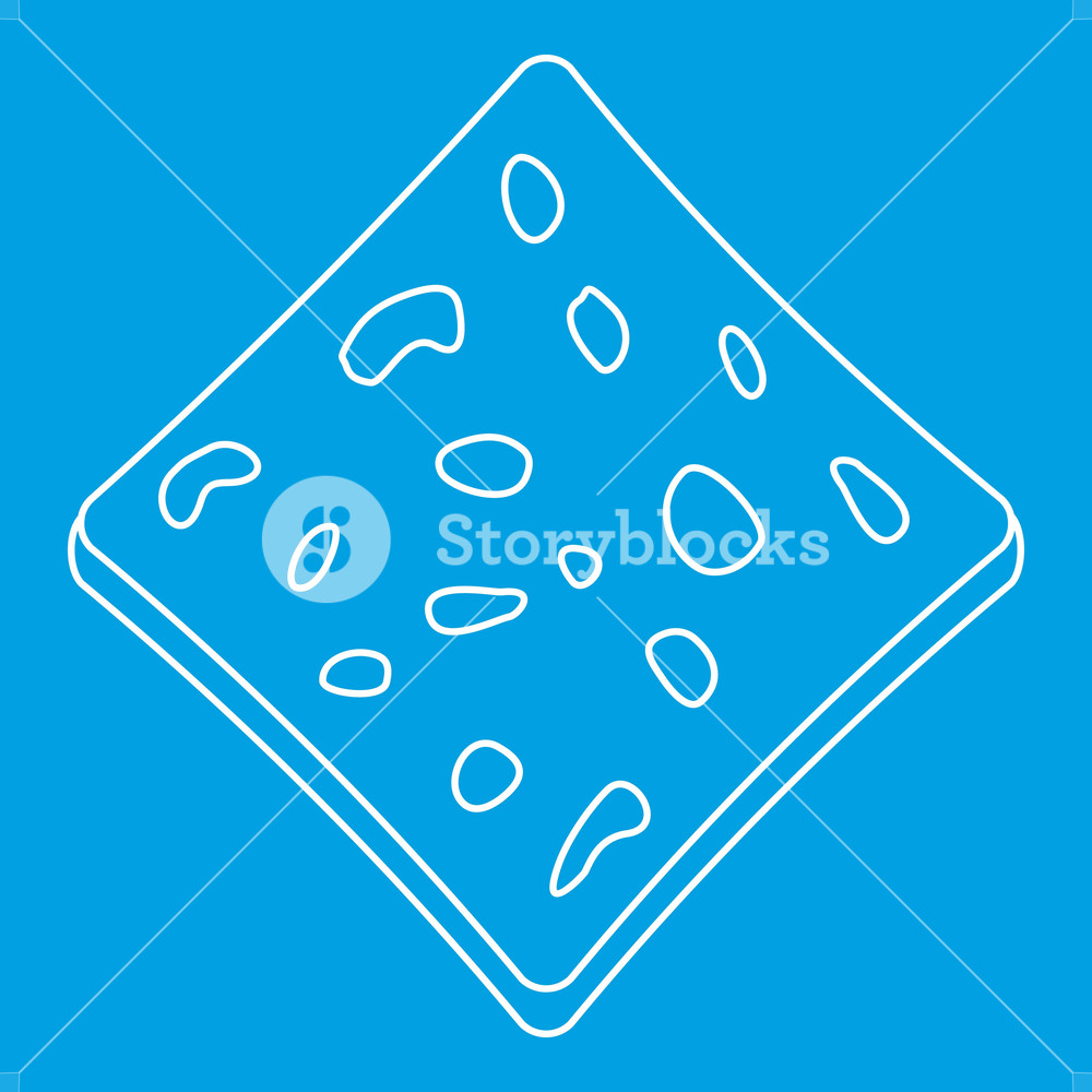 1000x1000 Tofu Fresh Block Icon Blue Outline Style Isolated Vector