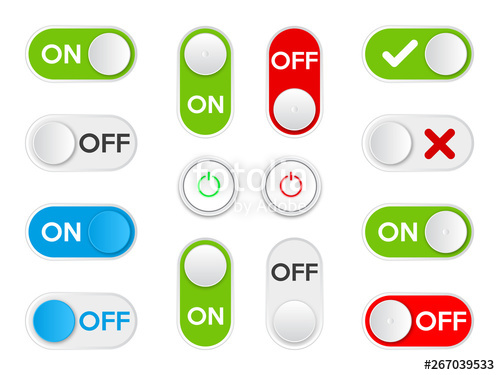 500x375 Set Icon On And Off Toggle Switch Button Vector Illustration