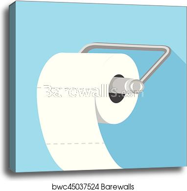 382x390 Toilet Paper Icon, Flat Style, Canvas Print Barewalls Posters