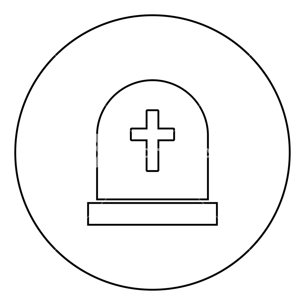 1000x1000 Tomb Stone Black Icon In Circle Outline Vector Illustration
