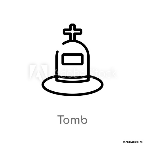 500x500 Outline Tomb Vector Icon Isolated Black Simple Line Element
