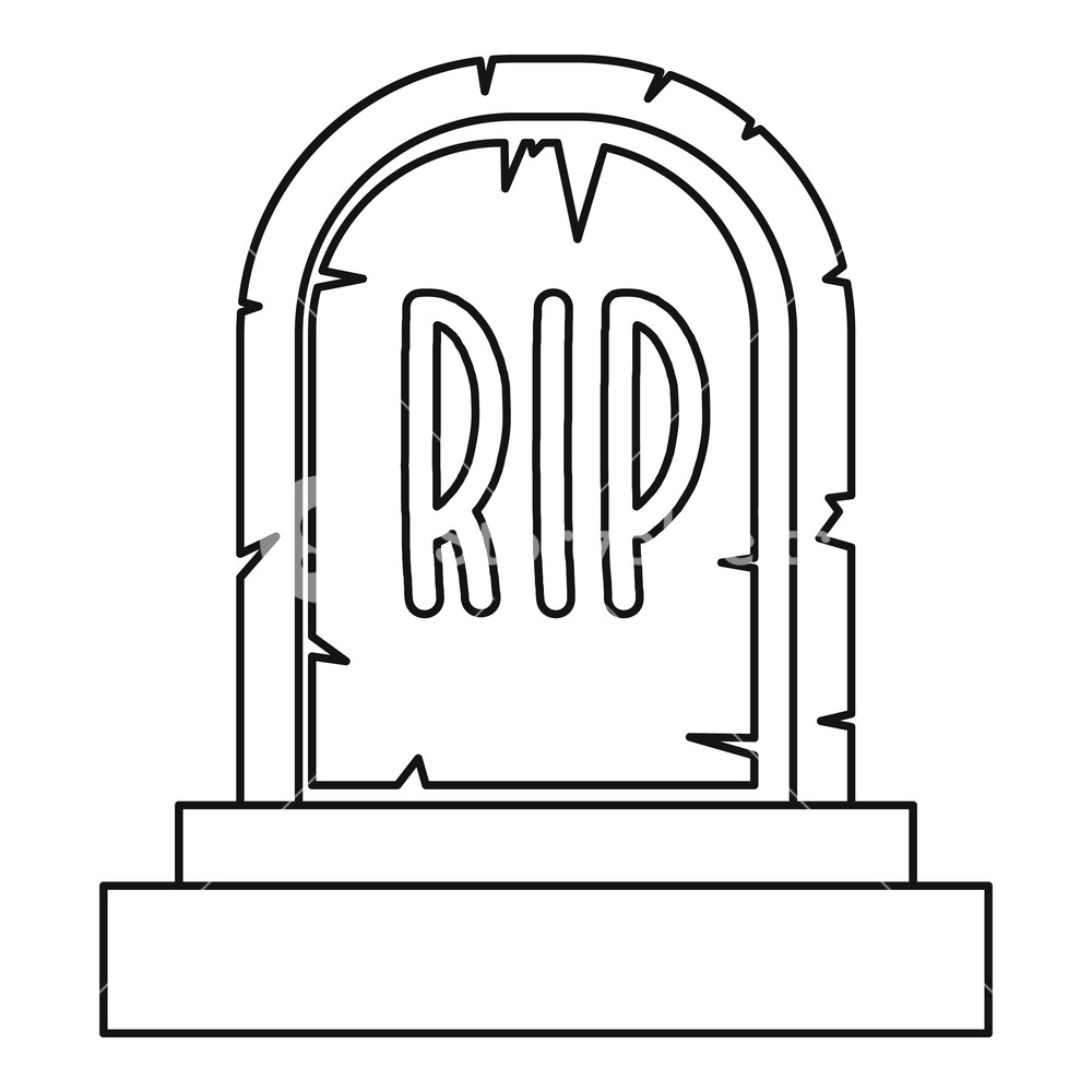 1000x1000 Tombstone Icon Outline Illustration Of Tombstone Vector Icon