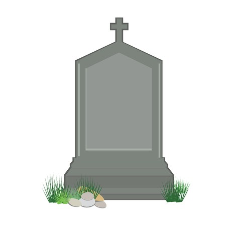 450x450 Vector Illustration Grey Gravestone With Cross On Green Grass