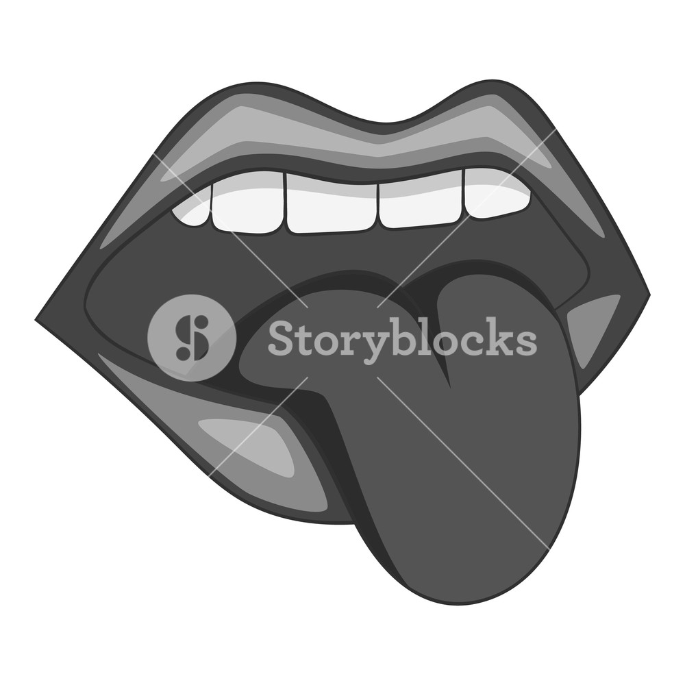 1000x1000 Open Mouth With Red Female Lips And Tongue Icon In Monochrome