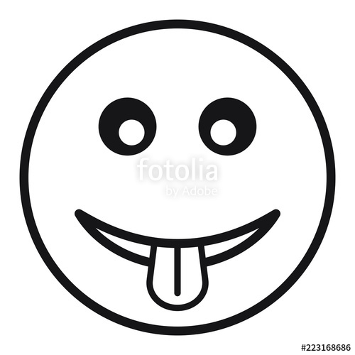 500x500 Funny Smile Icon In Trendy Flat Style, Emoticon Showing Tongue