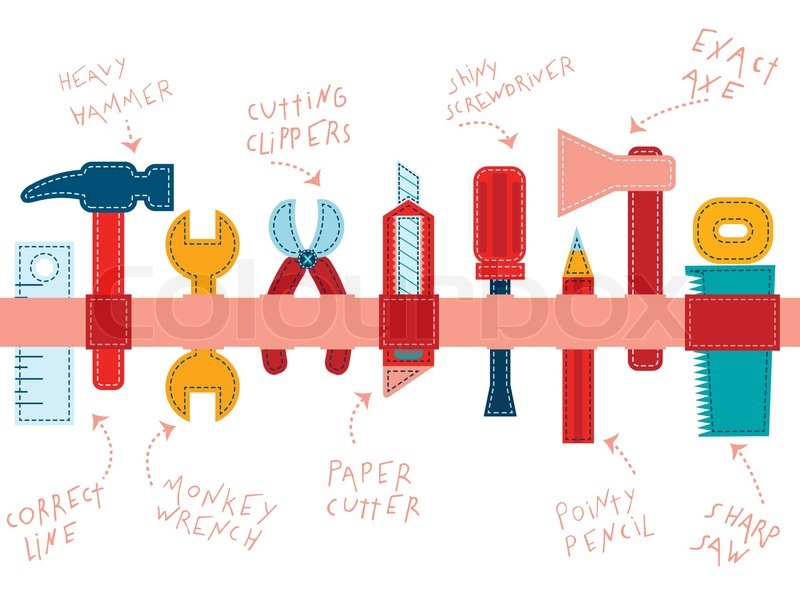 800x600 Trendy Flat Working Tools Belt Stock Vector Colourbox