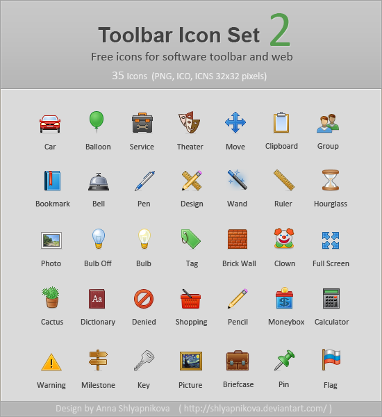 550x600 Toolbar Icon Set