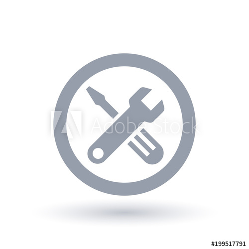 500x500 Repair Tools Icon In Circle Outline Spanner And Screwdriver Sign