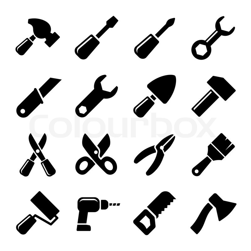 800x800 Working Tools Icon Set Stock Vector Colourbox