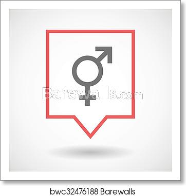 362x382 Isolated Tooltip Line Art Icon With A Transgender Symbol, Art