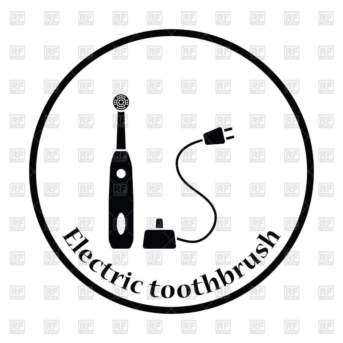 1200x1200 Thin Circle Design Of Electric Toothbrush Icon Vector Image