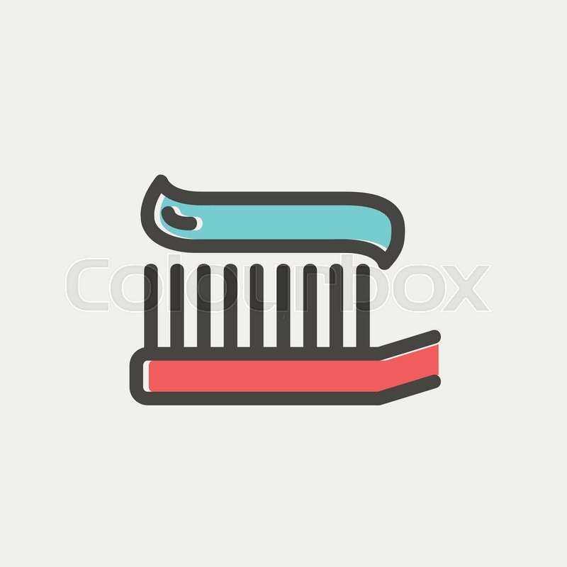 800x800 Toothbrush With Toothpaste Icon Thin Stock Vector Colourbox