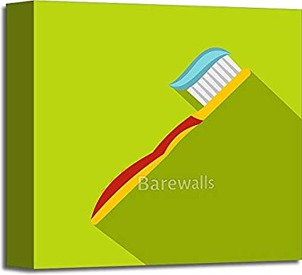 425x387 Yellow Toothbrush With Toothpaste Icon, Flat Style